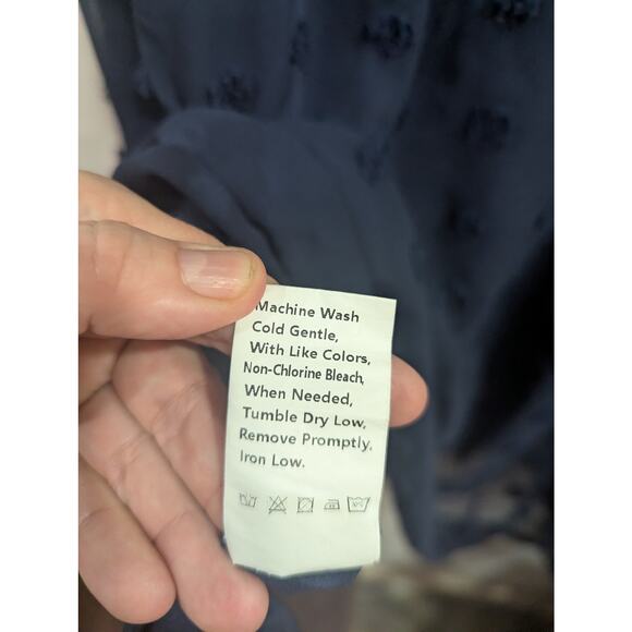 Babydoll style short sleeve navy dress w/large Swiss dot detailing plus size 3X - Picture 4 of 11